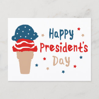 Cartão Postal Feliz Dia do Presidente cone de sorvete patriótico