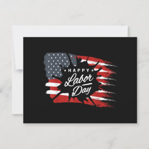 Cartão Postal Feliz Dia do Trabalho, Presente Bandeira Americana