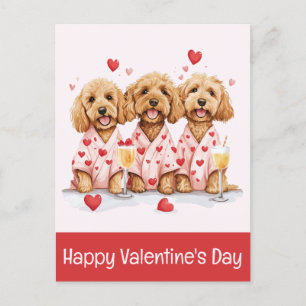 Cartão Postal Feliz Dia dos Namorados Cachorros Dourados