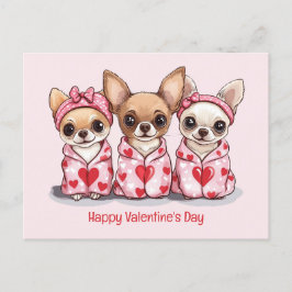 Cartão Postal Feliz Dia dos Namorados Chihuahua Dogs