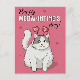 Cartão Postal Feliz Dia dos Namorados Gatinho Fofo Com Tiaro de 