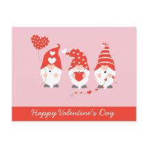 Feliz Dia dos Namorados Gnomos Vermelho Rosa