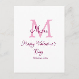 Cartão Postal Feliz dia dos namorados monograma rosa nome amor m