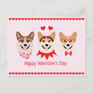 Cartão Postal Feliz Dia dos Namorados Pembroke Galsh Corgi Cães