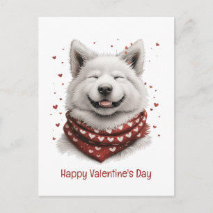 Cartão Postal Feliz Dia dos Namorados Samoyed Dog