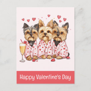 Cartão Postal Feliz Dia dos Namorados Yorkie Dogs