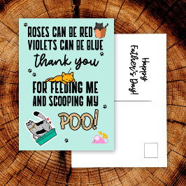 Cartão Postal Feliz Dia dos Pais Engraçado e Fofo Azul Da Gata