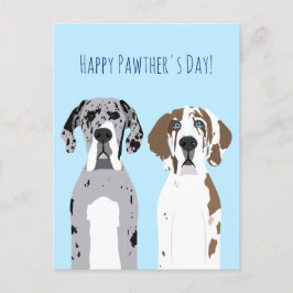 Cartão Postal Feliz Dia dos Pawthers Bonito, Grande Dane Cães Az