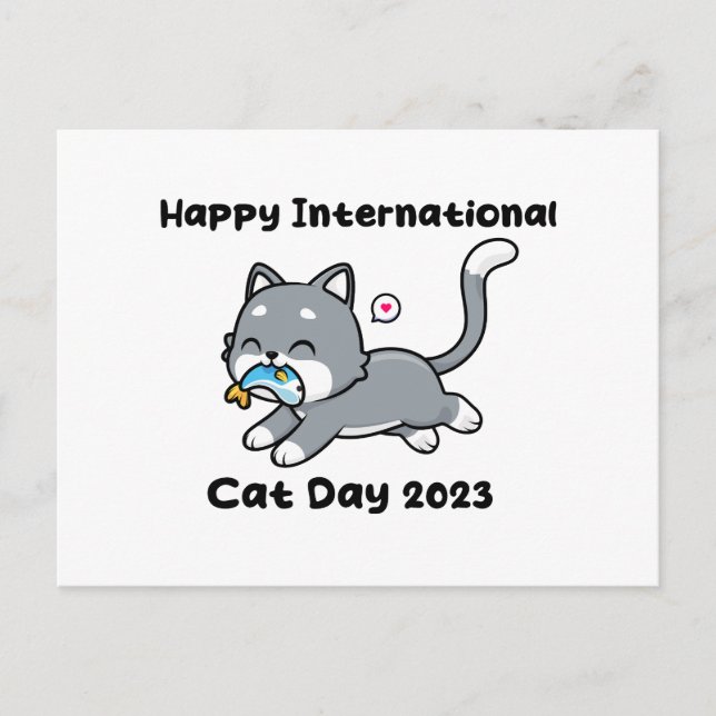 Cartão Postal feliz dia internacional do gato 2023 (Frente)