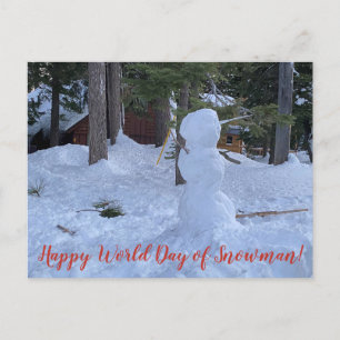 Cartão Postal Feliz Dia Mundial de Snowman!