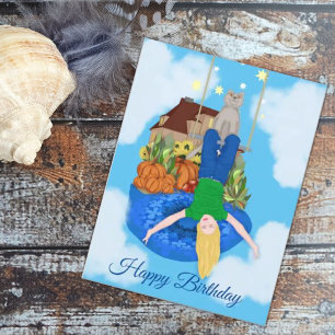 Cartão Postal Feliz dia. Para baixo. Feliz aniversário