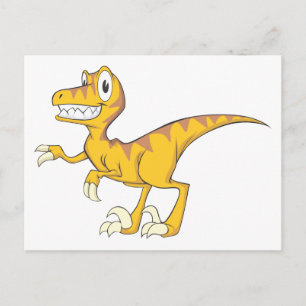 Cartão Postal Feliz Dinossauro Velociraptor