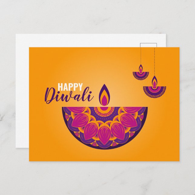 Cartão postal Feliz Diwali Colorido (Frente/Verso)