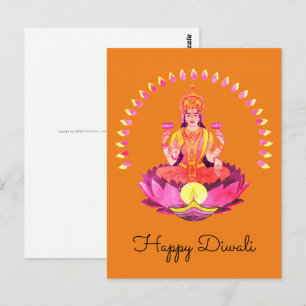 Cartão Postal Feliz Diwali - Deepalavi Lakshmi Deusa 1