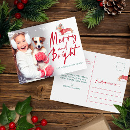 Cartão Postal Feliz e Brilho | Foto do suéter de Natal Dachshund