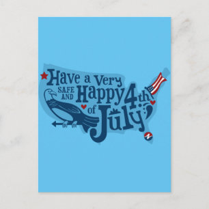 Cartão Postal Feliz e Seguro 4 de Julho