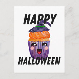 Cartão Postal Feliz Fantasia de Halloween Cupcake de Halloween