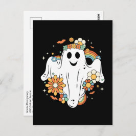 Cartão Postal Feliz Fantasma Retro Hippie Vibe