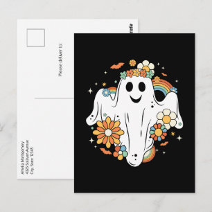 Cartão Postal Feliz Fantasma Retro Hippie Vibe