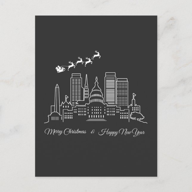 Cartão Postal Feliz Feliz ano novo de Natal Washington DC (Frente)