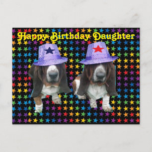 Cartão postal Feliz Filha Aniversário Basset Sta