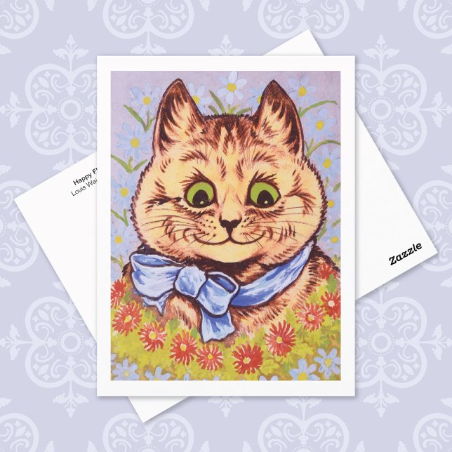 Cartão Postal Feliz Flor Cat Louis Wain (Criador carregado)