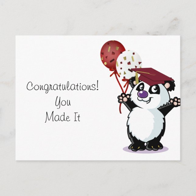 Cartão Postal Feliz Formando do urso Panda (Frente)