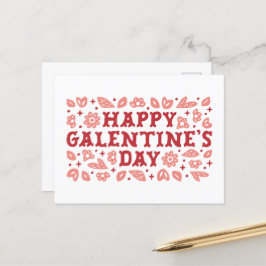 Cartão Postal Feliz Galentines Day floral cowgirl estética