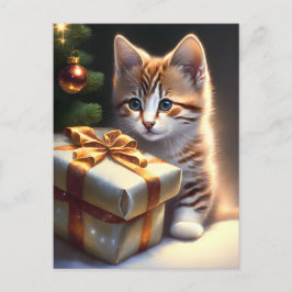 Cartão Postal Feliz gato de Natal