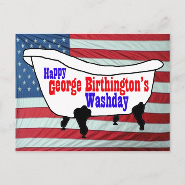 Cartão Postal Feliz George Birthington's Washington Products (Frente)