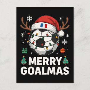 Cartão Postal Feliz Goalmas França - Futebol Natal Divertido