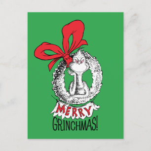 Cartão Postal Feliz Grinchmas Wreath