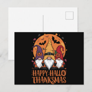 Cartão Postal Feliz Hallo de Natal das BruxasObrigadoMas Gnomos