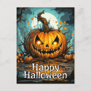 Cartão Postal Feliz Halloween Abóbora Nefasta Depois da Meia-N