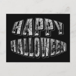 Cartão Postal Feliz Halloween Aranhas & Texto de Teia de Aranha 