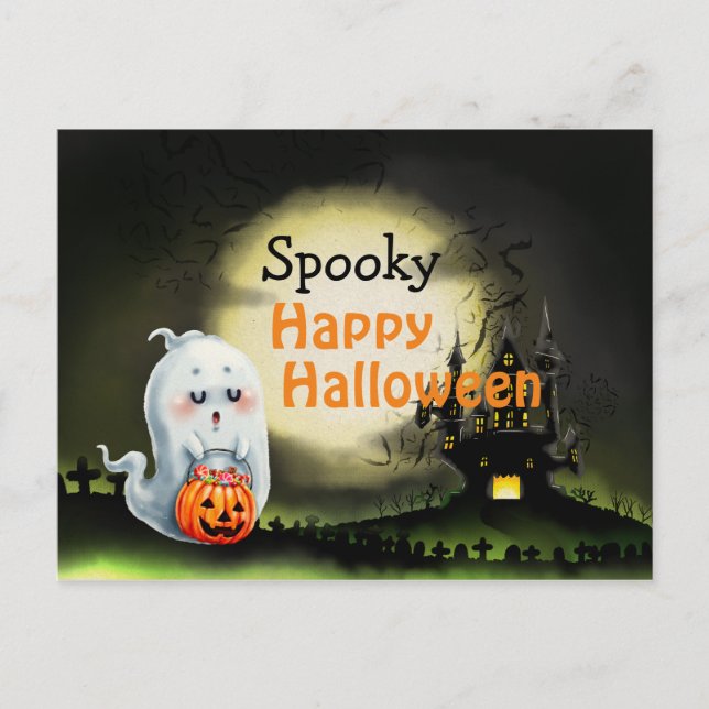 Cartão Postal Feliz Halloween Assustador (Frente)