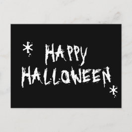 Cartão Postal Feliz Halloween branco e preto assustador