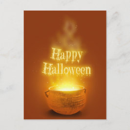 Cartão Postal Feliz Halloween Caldeirão de Bruxa