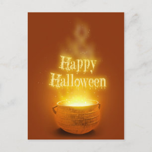 Cartão Postal Feliz Halloween Caldeirão de Bruxa