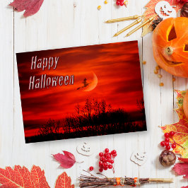 Cartão Postal Feliz Halloween Com Carta Postal De Bruxa E Lua