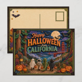 Cartão Postal Feliz Halloween da Califórnia Kids