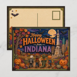 Cartão Postal Feliz Halloween da Indiana Kids