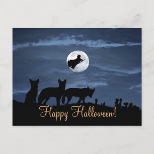Cartão postal Feliz Halloween da matilha de lobos 