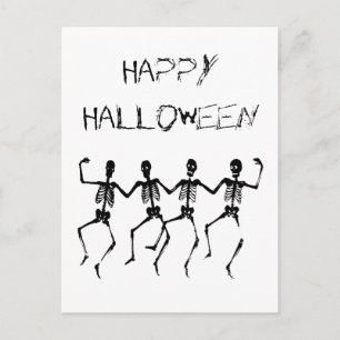 Cartão Postal Feliz Halloween Dancing Skeletons