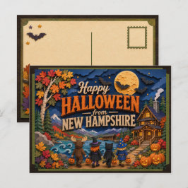 Cartão Postal Feliz Halloween das Crianças de New Hampshire