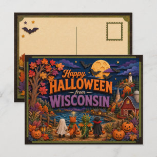 Cartão Postal Feliz Halloween Das Crianças de Wisconsin