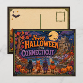 Cartão Postal Feliz Halloween de Connecticut Kids