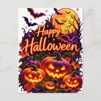 Cartão Postal Feliz Halloween design escuro