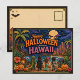 Cartão Postal Feliz Halloween Do Havaí Crianças