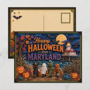 Cartão Postal Feliz Halloween dos Garotos de Maryland